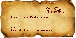 Hirt Szofrónia névjegykártya